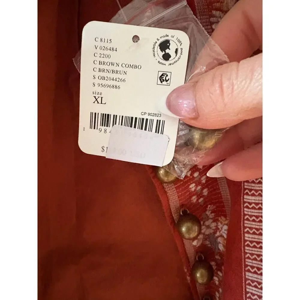 NWT Free People Sorel Rust Red Cottage Jacket XL